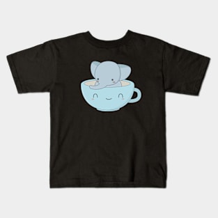 Kawaii Elephant and Coffee T-Shirt Kids T-Shirt
